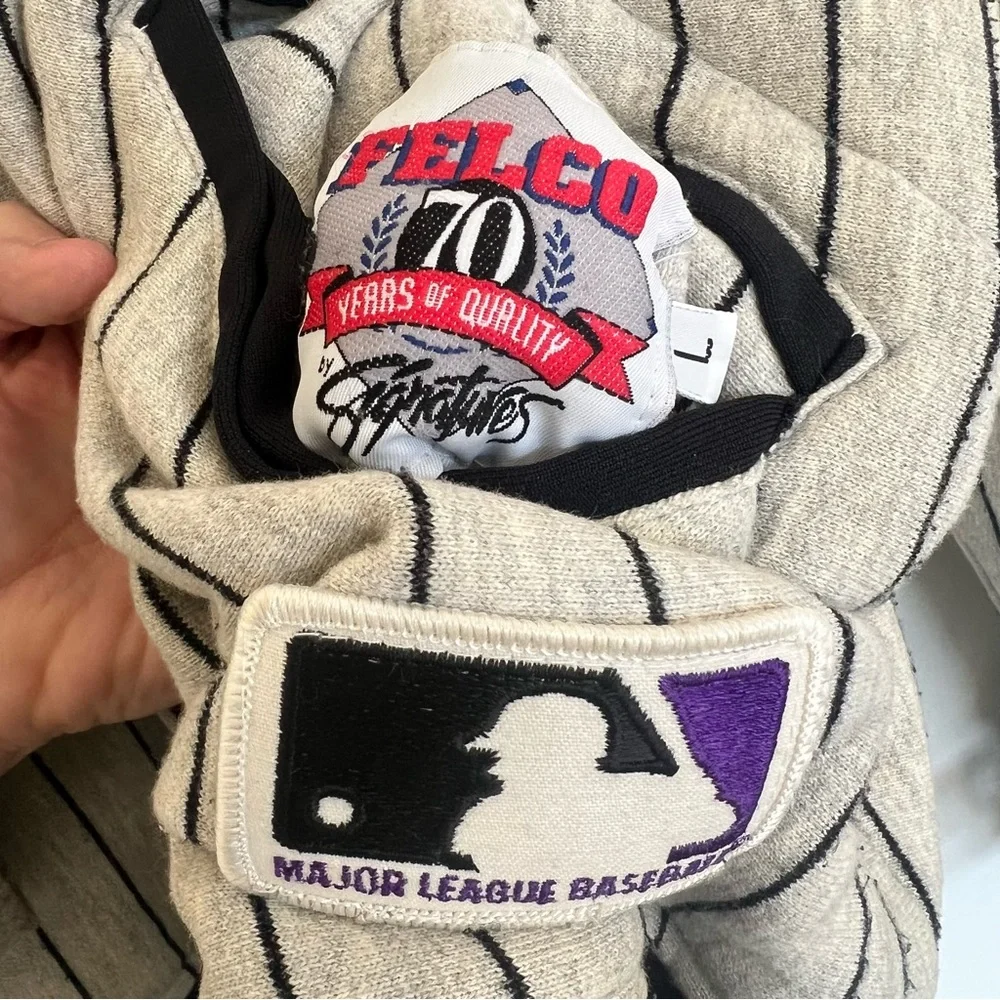** Vintage 90s MLB **  Felco Colorado Rockies Pinstripe Bomber Jacket - Large
